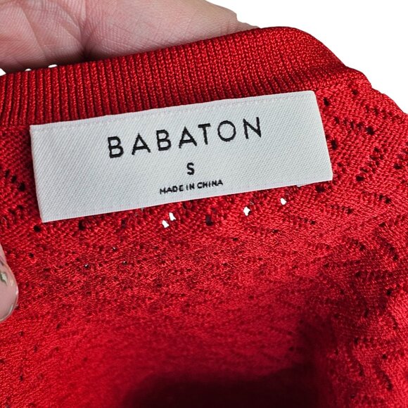 Babaton Aritzia Pontielle Tank Bright Red Eyelet Cropped Top Sz S - Picture 6 of 8